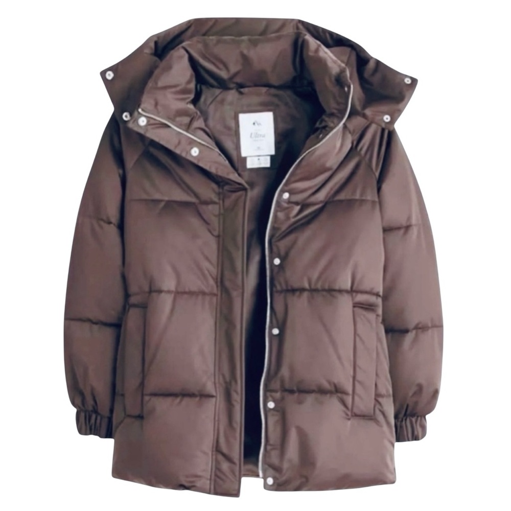 Abercrombie & Fitch Ultra Mid Puffer Brown Tan Taupe Winter Coat - XL